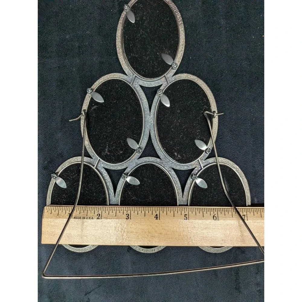 Vtg 6 Oval Burnes of Boston Pyramid Style Frame Pewter Tone 9.5